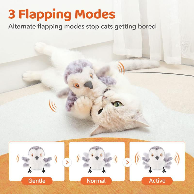 Potaroma Cat Toys Flapping Sandpiper, Lifelike Bird Chirp Tweet, Interactive Cat Exercise Toys, Touch-Activated Kitten Toy Rechargeable