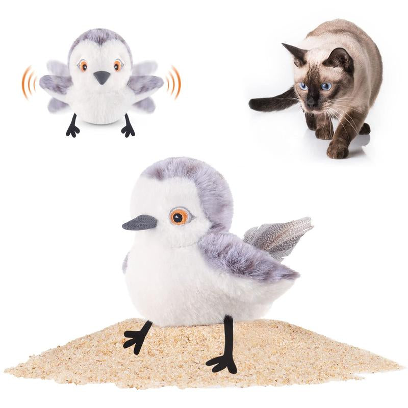 Potaroma Cat Toys Flapping Sandpiper, Lifelike Bird Chirp Tweet, Interactive Cat Exercise Toys, Touch-Activated Kitten Toy Rechargeable